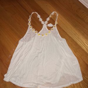White racer back daisy tank top